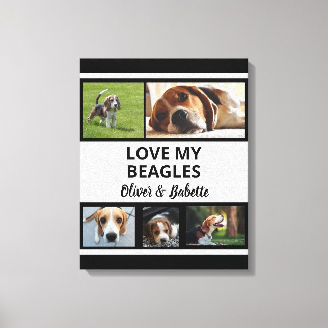 Lienzo Beagle Lovers Personalizado Cachorro y Collage de  (Anverso)