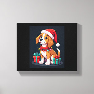 Lienzo Beagle Xmas Encendiendo A Navidades De Perro De Sa
