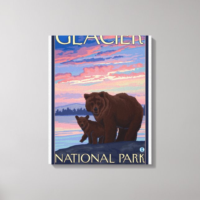Lienzo Bear and Cub - Parque Nacional Glacier, MT (Anverso)