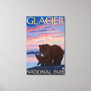 Lienzo Bear and Cub - Parque Nacional Glacier, MT