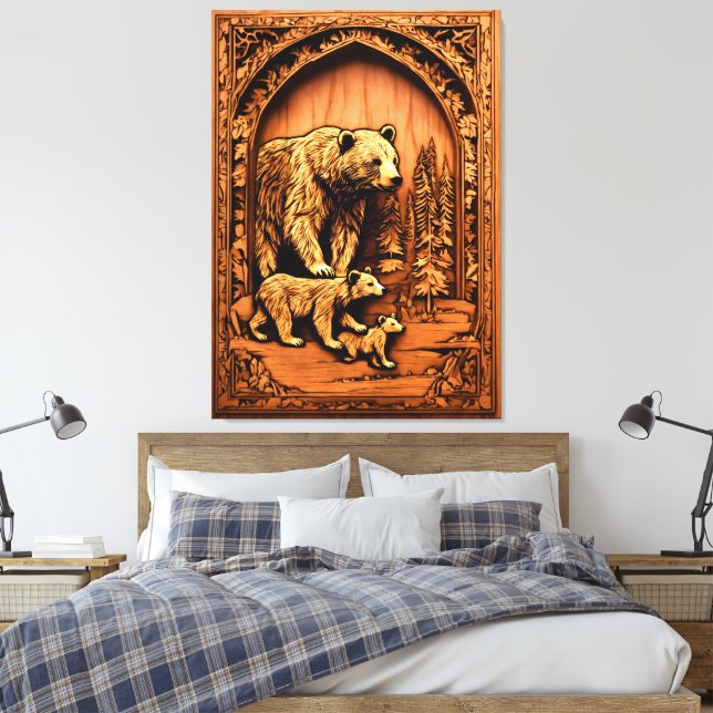 Lienzo Bear Family tallar ART (Insitu(Dormitorio))