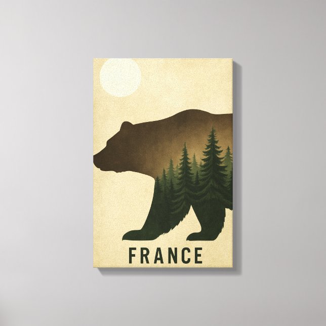 Lienzo Bear Forest Silhouette France Nature (Anverso)