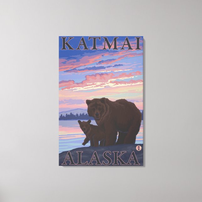 Lienzo Bear y Club - Katmai, Alaska (Anverso)