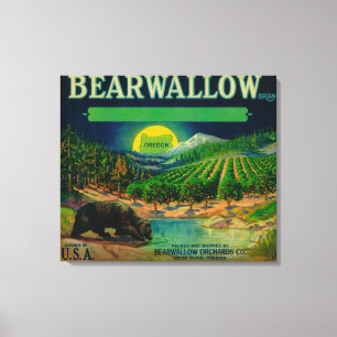 Lienzo Bearwallow Apple Crate LabelHood River, O