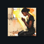 Lienzo Beautiful Abstract African=American Woman Praying<br><div class="desc">Faith and hope wall art. A beautiful scene of an African-American woman praying as the sun beams in on her through the windows inspiring hope.</div>