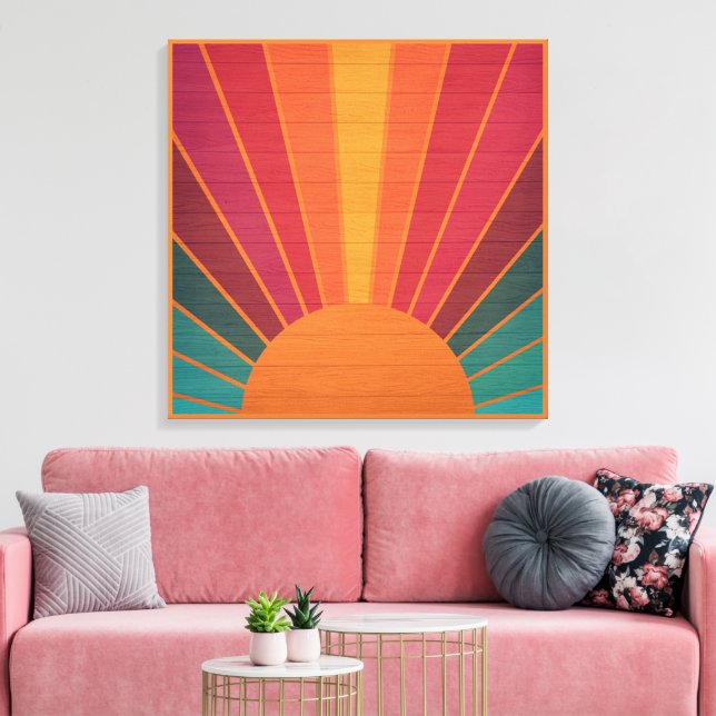 Lienzo Beautiful Sunny Sun Rays Southwestern Folk Art (Insitu (Sala de estar))