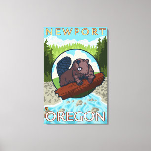 Lienzo Beaver & River - Newport, Oregón