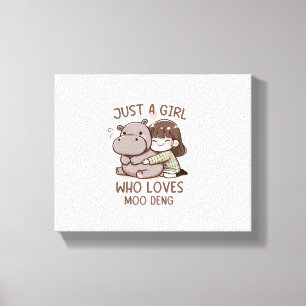 Lienzo Bebé Adorable Hippo, Jus Un Chica Que Ama Moo Deng