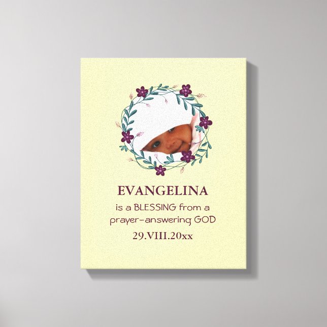 Lienzo Bebé | BENDICIÓN DE DIOS | Wreath | Photo Keepsake (Anverso)