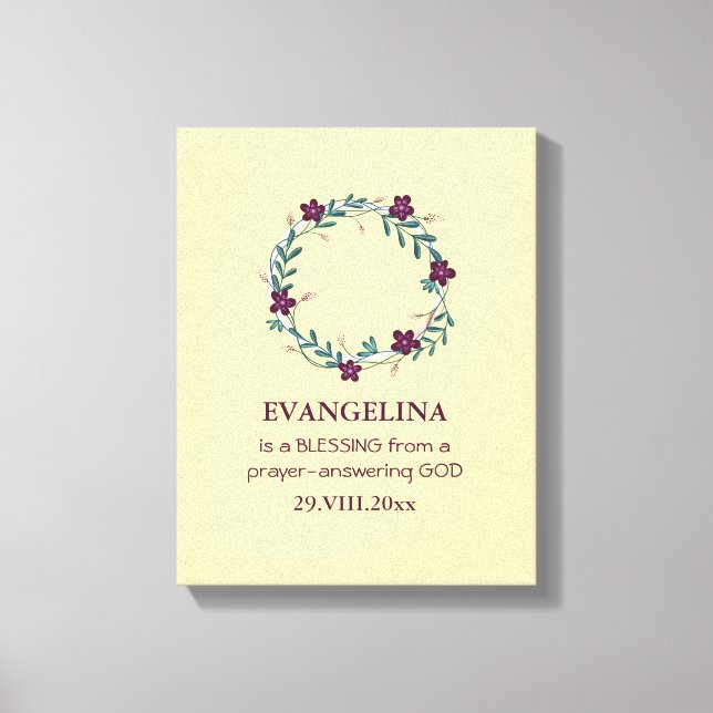 Lienzo Bebé | BENDICIÓN DE DIOS | Wreath | Photo Keepsake (Anverso)