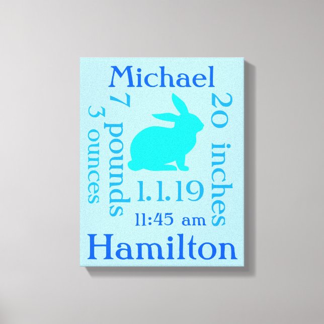 Lienzo Bebé conejo azul (Anverso)