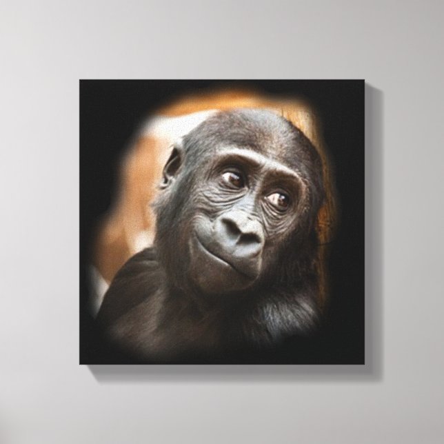 Lienzo bebé gorila sonriente (Anverso)