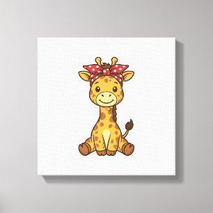 Lienzo Bebé jirafa linda con lazo diseño vectorial vintag