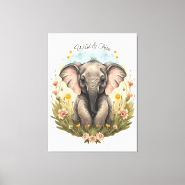 Lienzo Bebé lindo Elefante Calf Flor silvestre Wanderlust