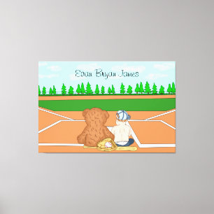 Lienzo Bebé personalizado en el oso gorro de béisbol Tedd