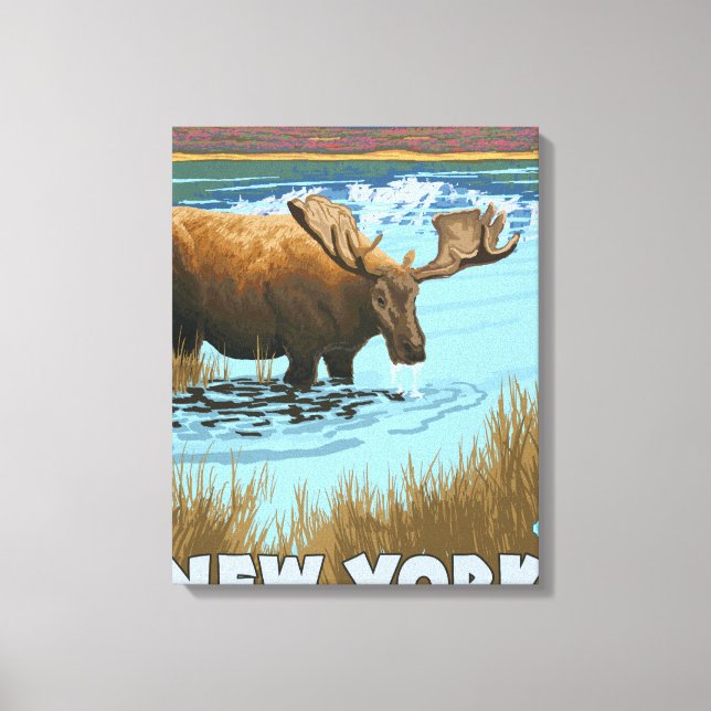 Lienzo Bebida en Moose de Nueva York en el lago (Anverso)