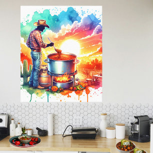 Lienzo Bebidas o sin habas Chichi Cocinando Vaquero 1