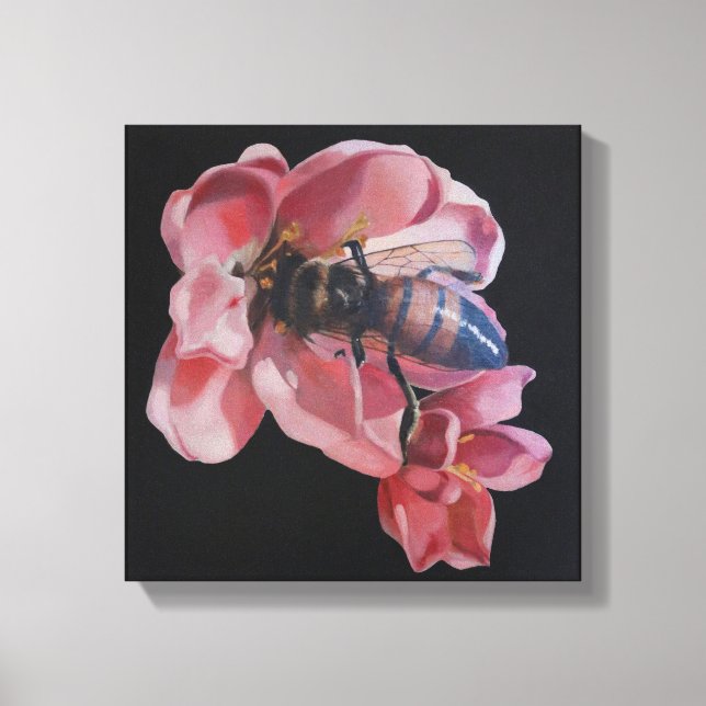 Lienzo Bee on Pink Flower (Anverso)