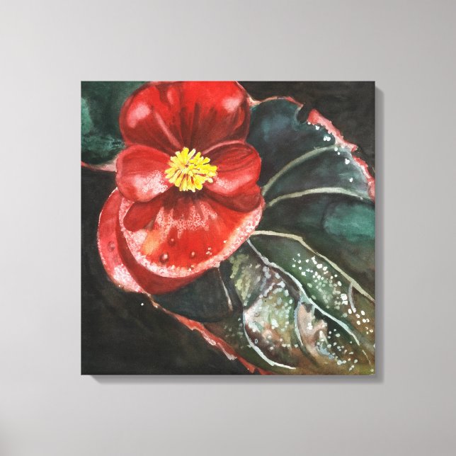Lienzo Begonia oscura en acuarela (Anverso)
