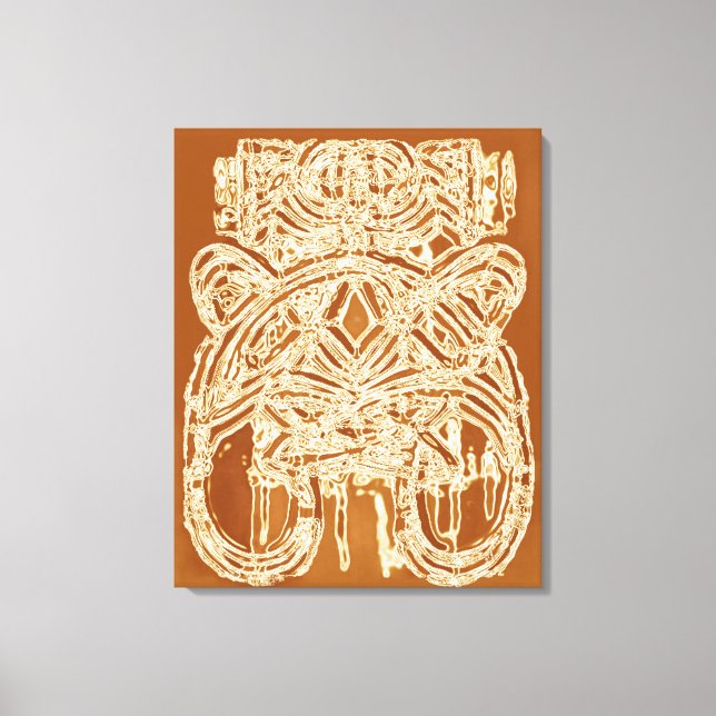 Lienzo Beige marrón de pintura abstracta blanca moderna (Anverso)