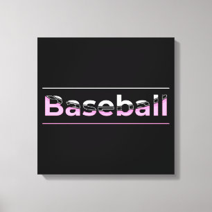 Lienzo Béisbol para niñas - Tipografía geométrica rosa