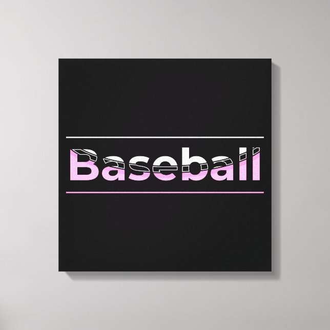 Lienzo Béisbol para niñas - Tipografía geométrica rosa (Anverso)