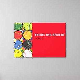 Lienzo Béisbol retro Rótulo-En tablero de la lona