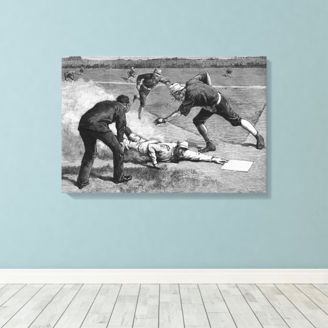 Lienzo Béisbol vintage de Thure De Thulstrup, 1885 (Insitu (piso de madera))