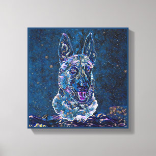 Lienzo Belga Malinois Blue Starry Night Painting Style