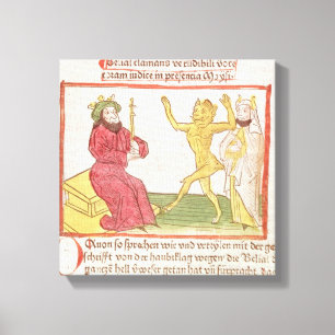 Lienzo Belial baila ante rey Solomon