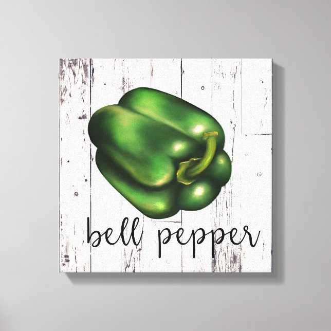 Lienzo BELL PEPPER Cocina rústica de granja de madera bla (Anverso)