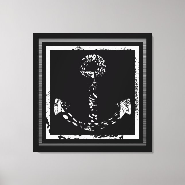 Lienzo Bella Artes de anclaje blanco y negro (Anverso)