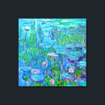 Lienzo Bella Artes de Lily Pond Monet, de Agua Azul Fresc<br><div class="desc">Water Lilies fue pintado por el artista impresionista francés Claude Monet, c. 1914. Esta es una de las muchas versiones de su estanque de nenúfares en Giverny, Francia. Este diseño muestra el florecimiento de las nenúfares en las macetas de flores entre las reflexiones de la hierba que crece en el...</div>