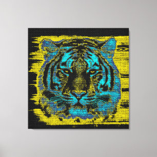 Lienzo Bella Artes de tigres en jute rústico en Burlap #2