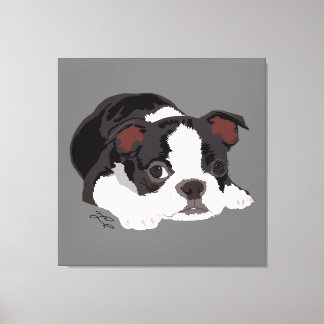 Lienzo Bella Artes estético de cachorros de Boston Terrie