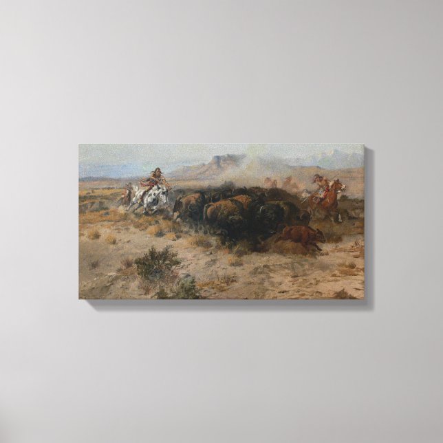 Lienzo Bella Artes La Cacería De Búfalo Charles Marion Ru (Anverso)