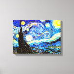 Lienzo Bella Artes nocturno Van Gogh Starry<br><div class="desc">Noche estrellada,  la pintura más famosa del maestro postimpresionista holandés Vincent van Gogh. Un solitario ciprés,  un pueblo durmiente y un cielo que zumba con estrellas. Vintage retro lindo jovencito bello arte popular colorido elegante paisaje naturaleza patrón post-impresionismo decoración decorativa cristiana espiritual inspirador arte fino.</div>