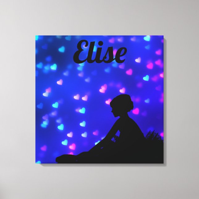 Lienzo Bella Ballerina con corazones flotantes (Anverso)