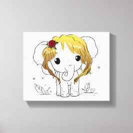 Lienzo Bella elefante bebé hembra con pelo amarillo