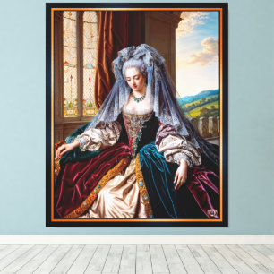 Lienzo Belleza Atemporal De Una Majestuosa Dama Con Un Ve