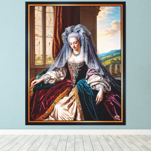 Lienzo Belleza Atemporal De Una Majestuosa Dama Que Lleva (Insitu (piso de madera))