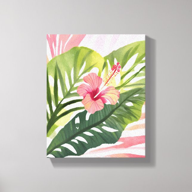 Lienzo Belleza de Hibiscus | Acuarela de flores tropicale (Anverso)