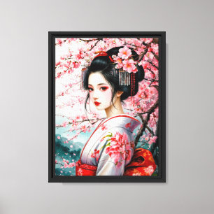 Lienzo Belleza del florecimiento de cerezo en el Kimono t