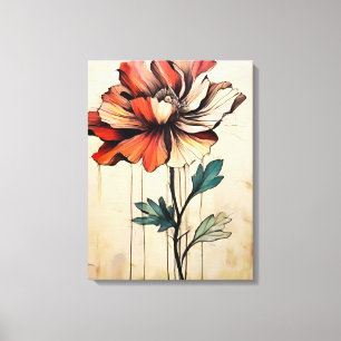 Lienzo Belleza floreciente: Flor roja y blanca