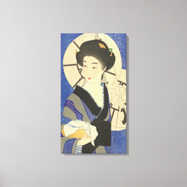 Lienzo Belleza japonesa en el baño (Anverso)