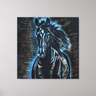 Lienzo Belleza Occidental Wild Mustang Blue Tones