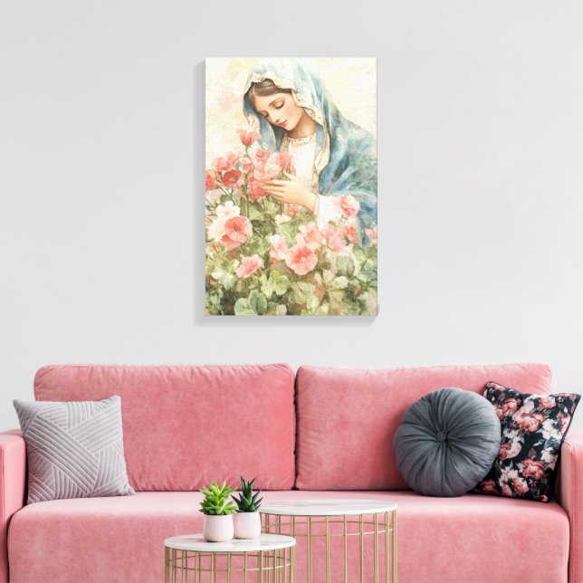 Lienzo Bendita María, floral religiosa (Insitu (Sala de estar))
