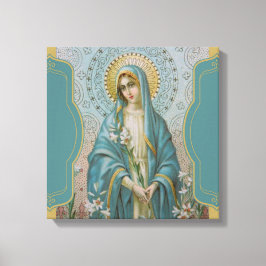 Lienzo Bendita Virgen María con Lilies