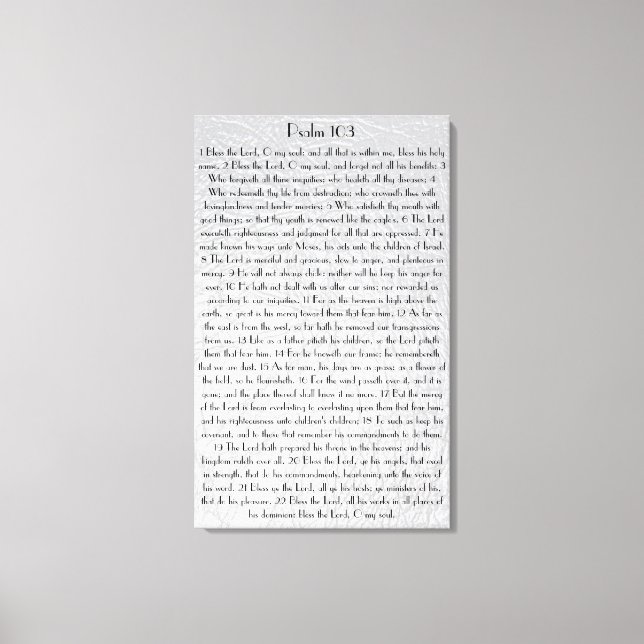 Lienzo Bendito sea el Señor de mi alma biblia verso Salmo (Anverso)