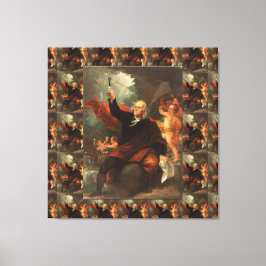 Lienzo Benjamin Franklin sacando electricidad del cielo